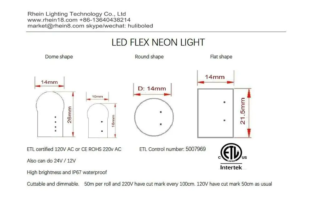 
ETL CE Waterproof 120V 220V 2835 5050 Led Flex Neon Lighting 