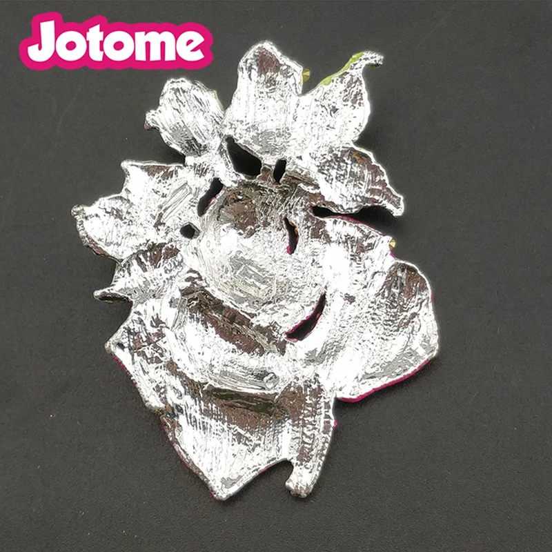 Silver plated custom clear crystal Rose flower Australia brooch pins