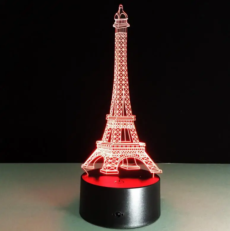 Creative Eiffel Tower Shaped 3D Night Light LED Stereoscopic Desk Lamp Room Decoration Table Lamp 3D Energy Saving Lamp