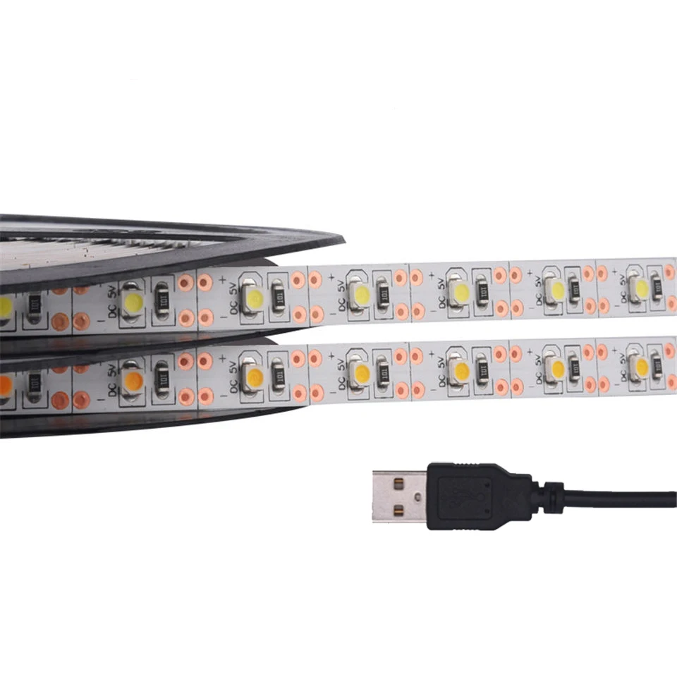 3528 5V USB white light 60led/m strip with self adhesive backing tape usb powered led TV PC backlight strip light with usb cable