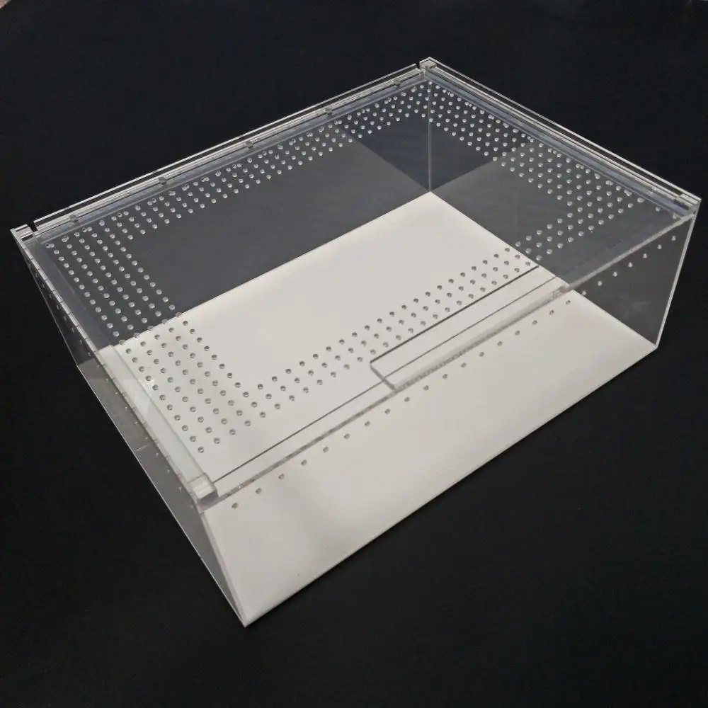 Acrylic terrarium pet display cases screen cage for reptile turtle hamster Breathable Big Acrylic Sliding Lid Clear Pet Box