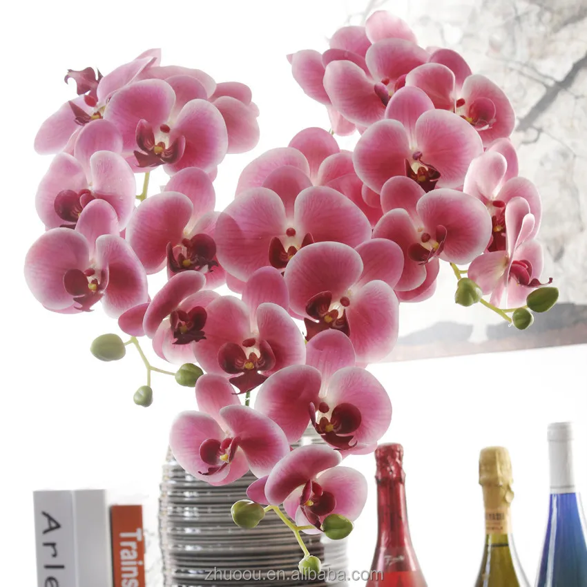 Hot sell High Quality 3D Print Real Touch Silk Orchid Artificial Flowers Phalaenopsis Orchids Flower for Wedding Home Decoration