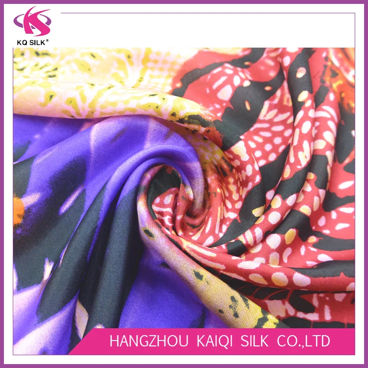 
Hot Sale Habotai Silk Abstract Floral Printed Silk Fabric Fashion Fabric 2017 