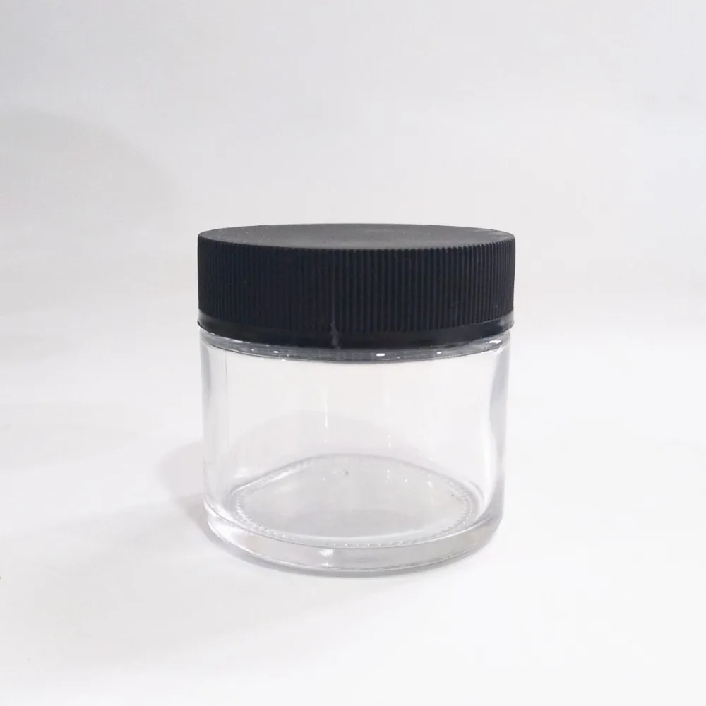 2 oz 60 ml Glass Jar Cream Jars Cosmetic Container Glass Cosmetic Jars Container with Black Childproof Lid