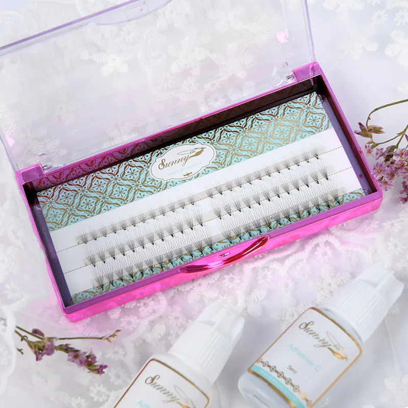 Русский 2d 3d 4d 5d 6d 7d 8d ресниц flare кластера готовых объем вентиляторы ресницы