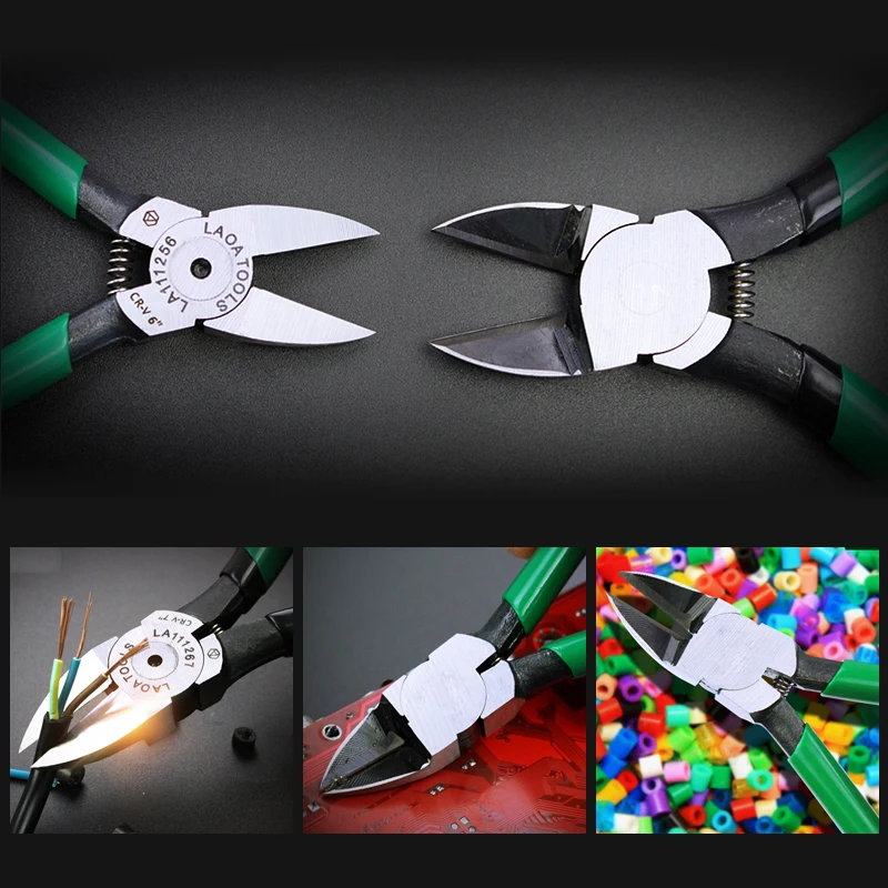 LAOA 7 inch Diagonal pliers for Jewelry CR-V Plastic pliers Nippers Electrical Wire Cable Cutters