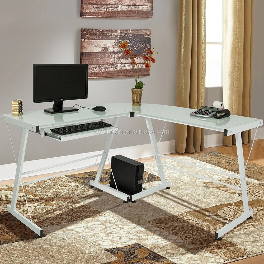 Cheap office table executive ceo desk office desk /Glass Laptop Table Workstation Corner Home Office White(DX-402)