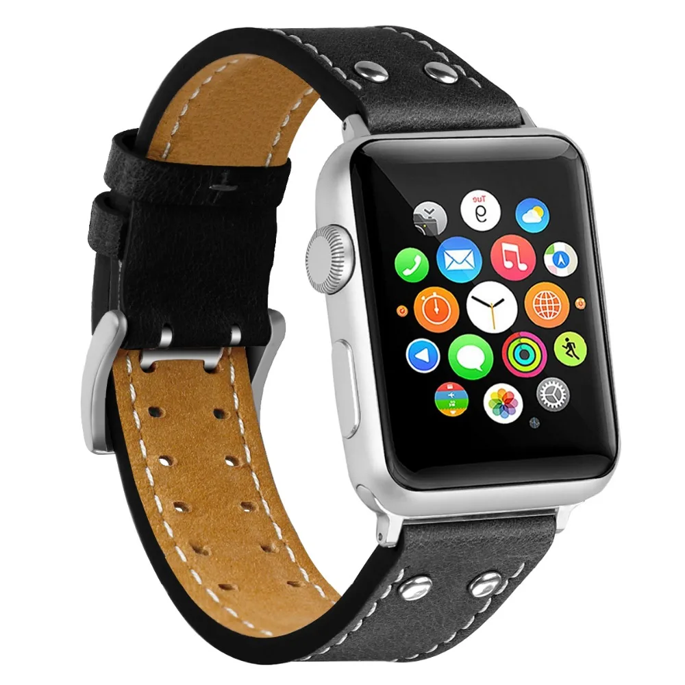 
 Кожаный ремешок для Apple Watch 38 мм 42 мм, Новый кожаный ремешок сменные полосы для iWatch серии 3, серии 2, серии 1  
