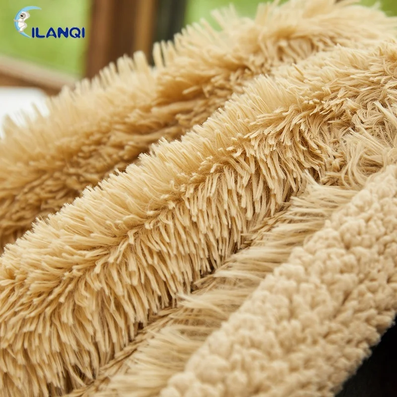 Wholesale Custom Long Pile Soft Cozy Heavy Knitted Plush Sherpa blanket throw soft plush