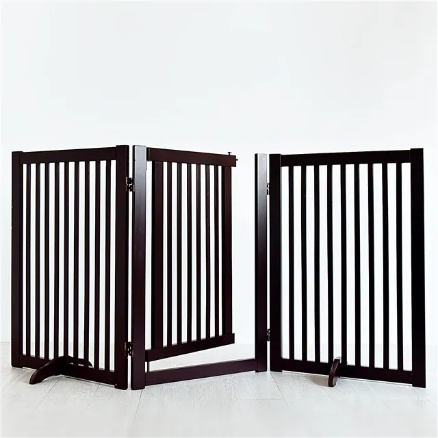 
Rich walnut solid wood fence skillfully crafted folding 4-panel pet gate 