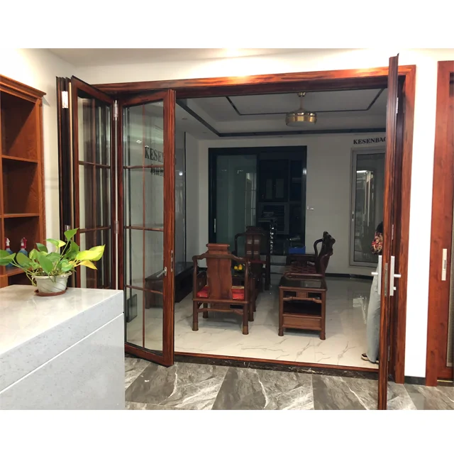 China supplier aluminium ykk folding door  powder coated size customized aluminum alloy door and window water exterior door