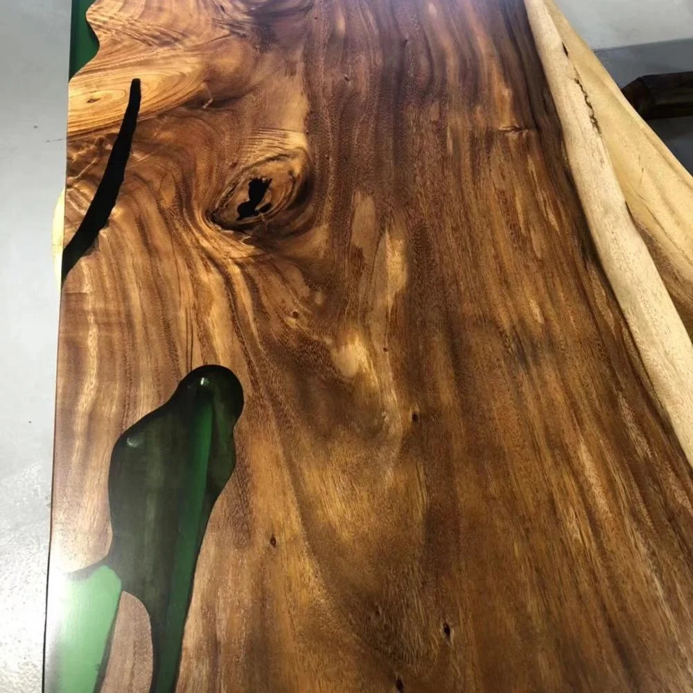 Green Epoxy Resin Walnut Slab Table In Stock River Epoxy Resin Dining Table