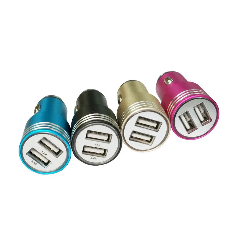 
Dual USB on-board charger adapter Aluminum alloy metal vehicle charger 