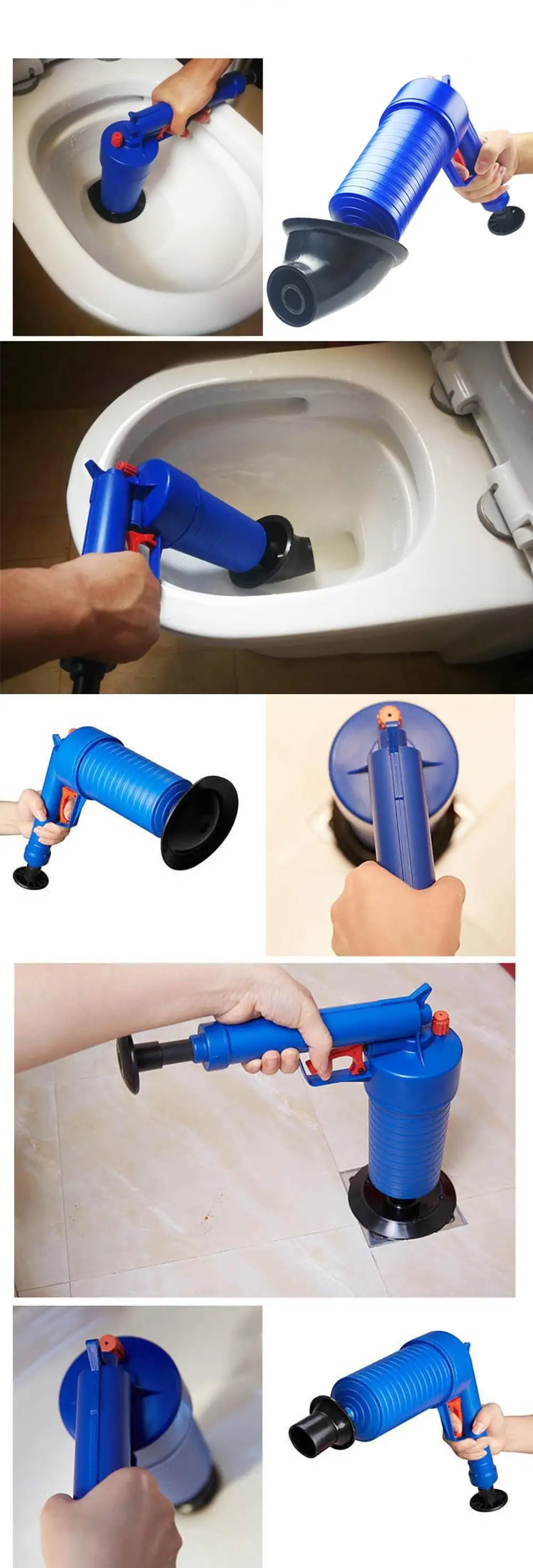Синий Ручной Плунжер высокого давления для унитаза, оптовая продажа, воздуходувка