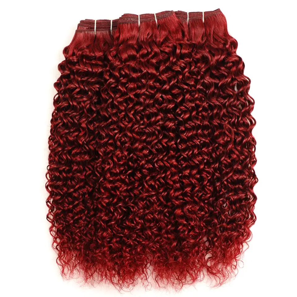 Burgundy Bundles Red 99J  Kinky Curly Human Hair 3 Bundles Deals Indian Curly Hair Weave Thick Bundles