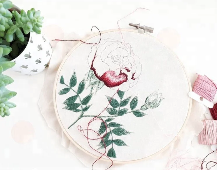 
Eco Friendly Round Natural Bamboo Wooden Cross Stitch Embroidery Hoop 