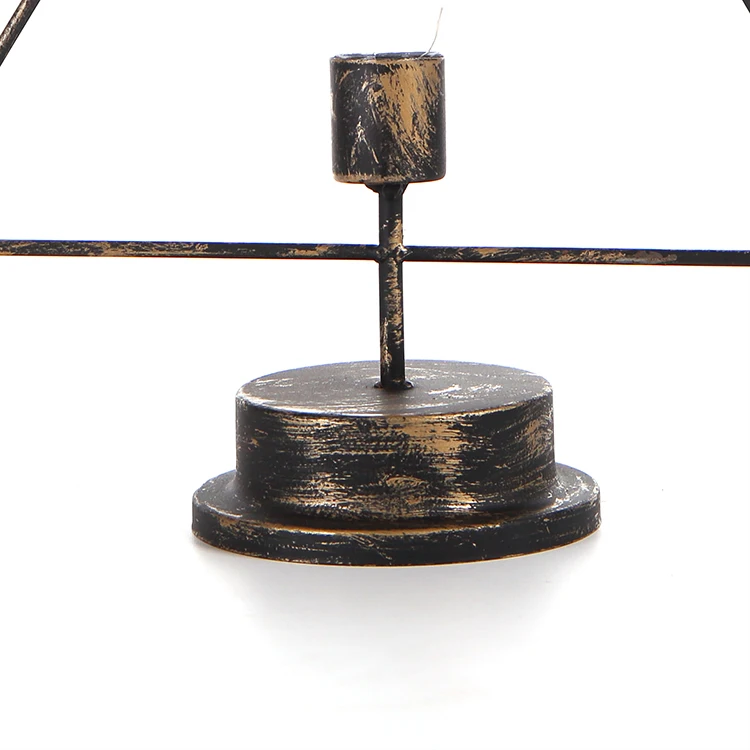 LED brass caged iron battery triangle christmas decoration night metal table lamp light