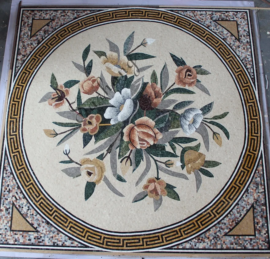 Stone water jet pattern tiles wall murals art marble mosaic