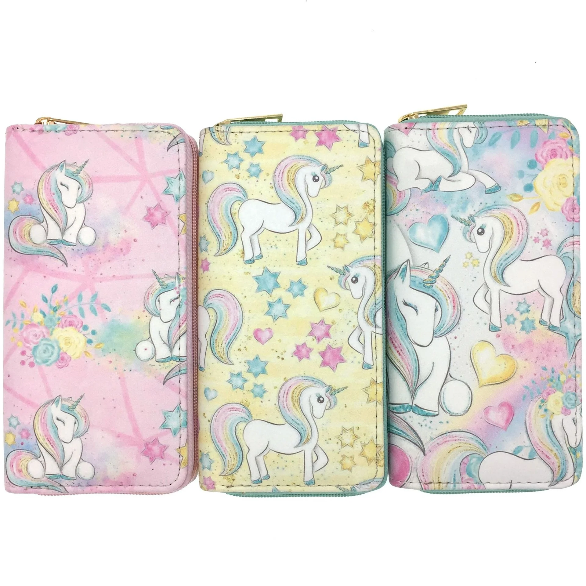 Byleading Girl Zipper Around Organizer Female Coin Wallets Cartoon Pu Leather Wallet Women