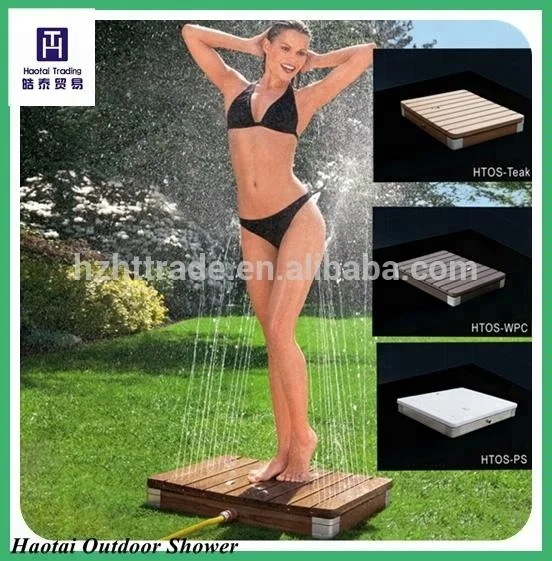 Rectangle burmese teak wood portable outdoor shower