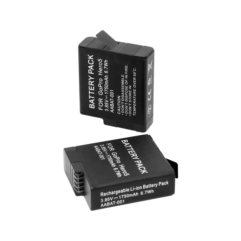 1750mAh sport camera battery pack AHDBT-501 go pro camera for Gopro5 hero5 HERO6 HERO7 li-ion batteries AABAT-001