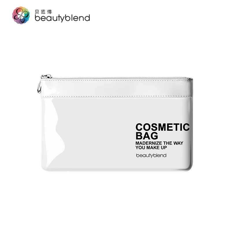 BLD R-8003 Big Capacity White Cosmetic Bag PU Material Waterproof Makeup Bag