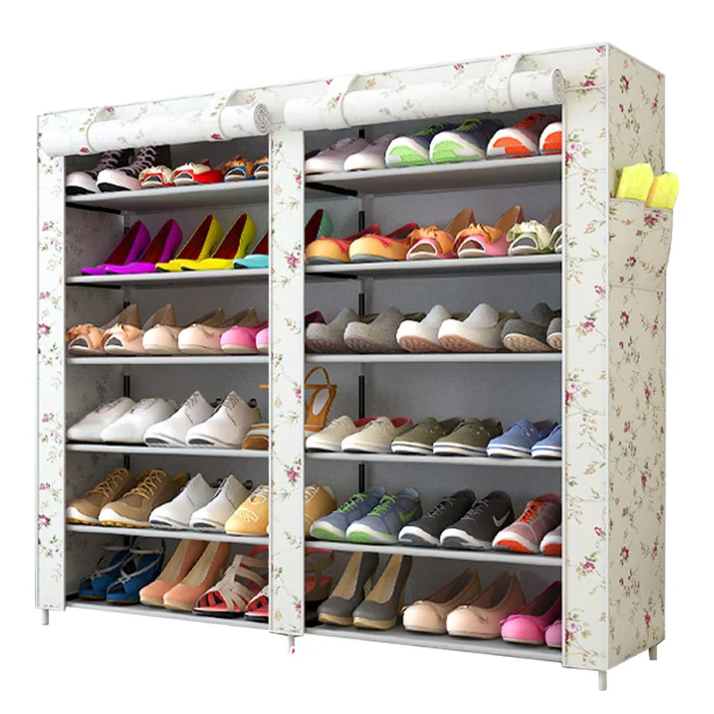
Modern simplicity European style pastoral style large capacity DIY free assembly double row shoe rack 