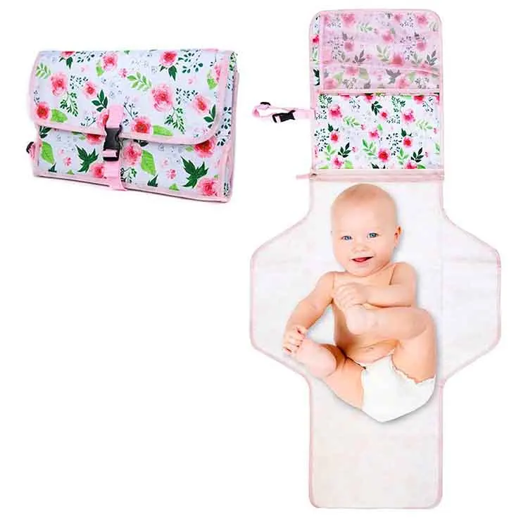Foldable Travel Waterproof Portable Infant Changing Station Pad Diaper Baby Changing Travel Mat  With Kit Pockets