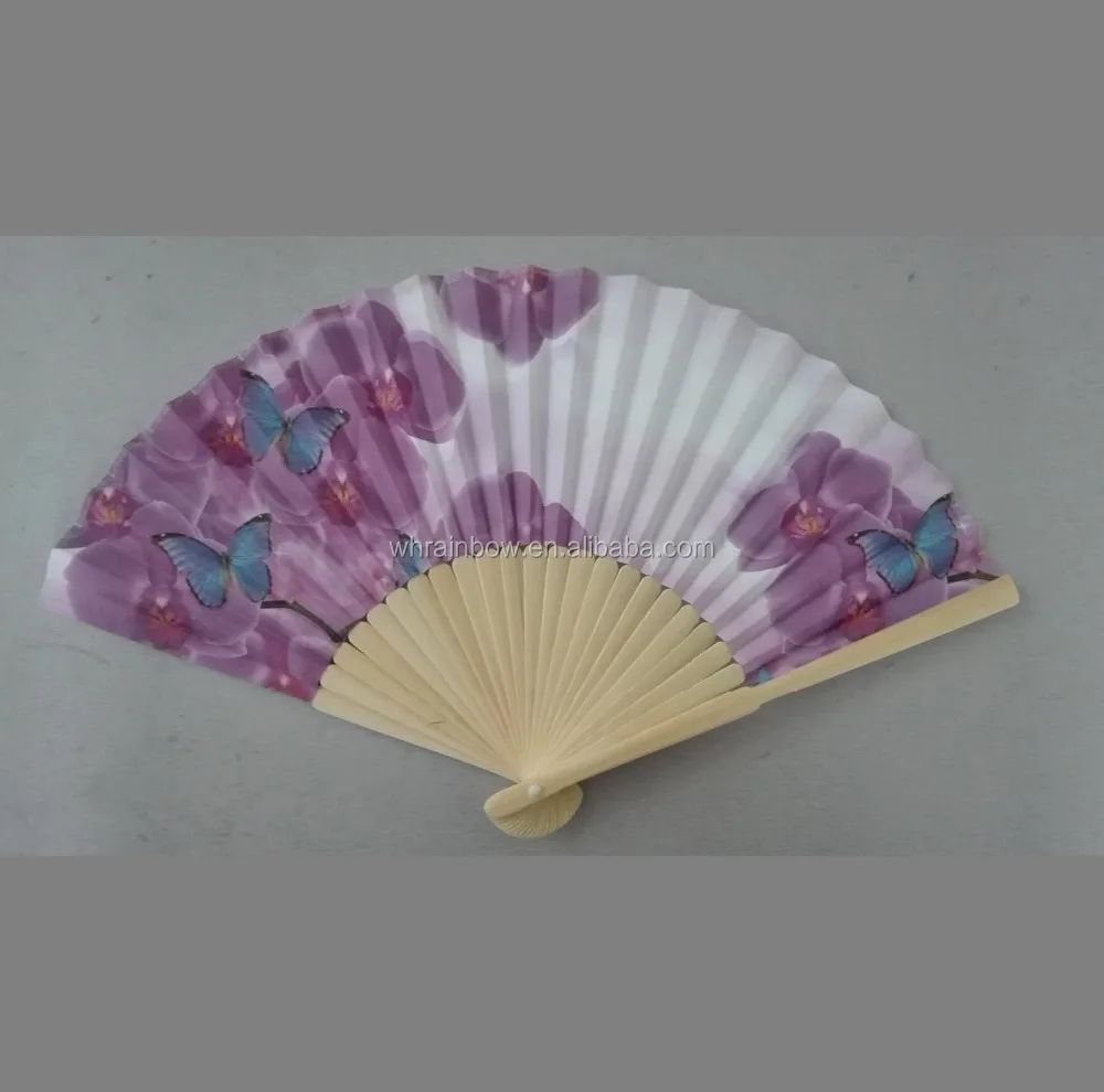 custom promotion paper hand held fans 21cm