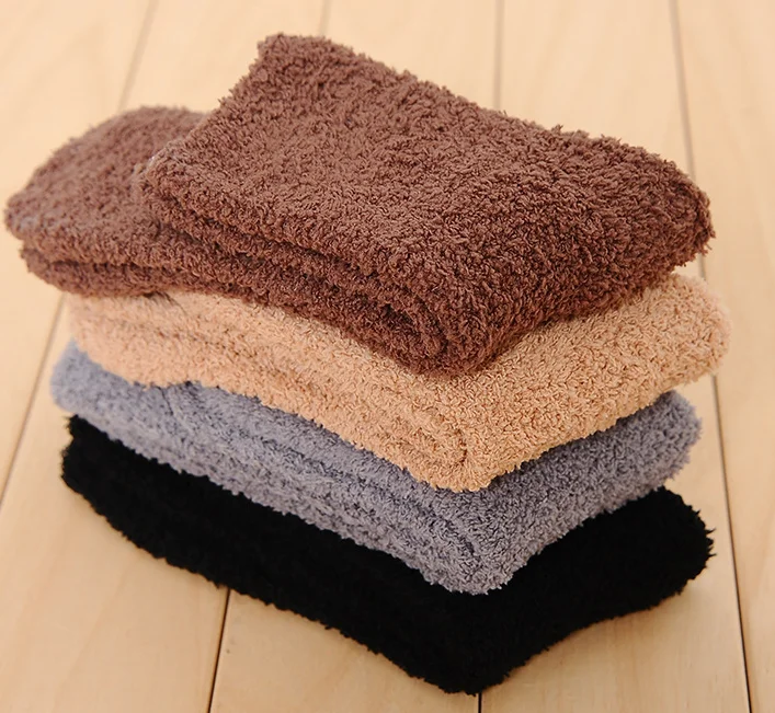 
Popular cozy fuzzy crew socks pom pom yarn Fluffy Multi Color Thermal Warm cozy home socks men 