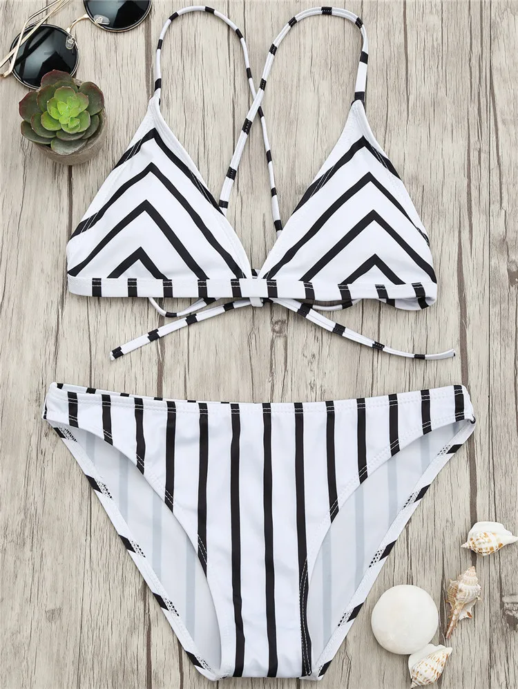 Cikini  2020 Latest design two piece swimsuit print stripe  beach bikini