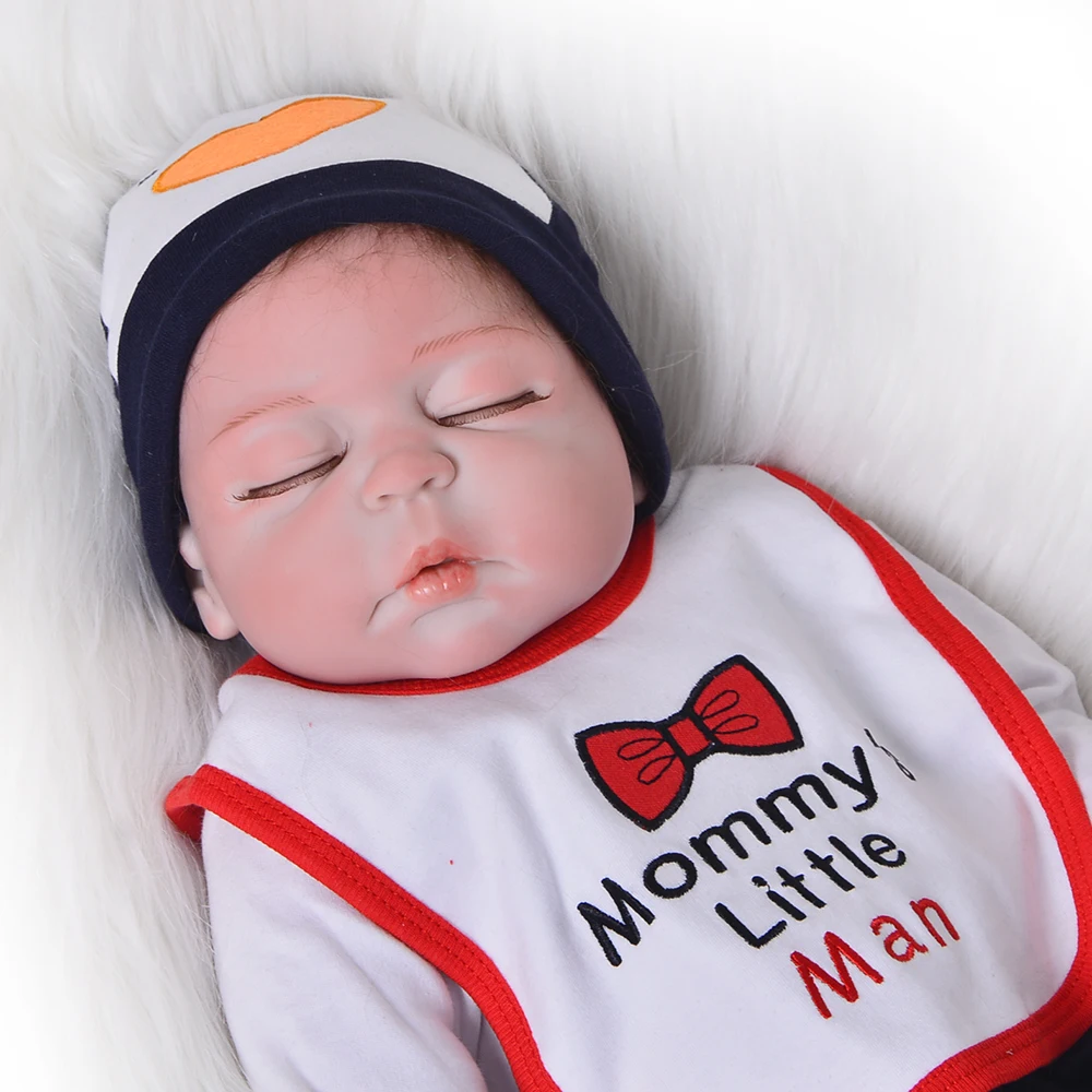 
Sleeping Reborn Doll Full Body Silicone Vinyl 23 inch Reborn Silicone Baby Dolls That Drink Milk Diy Toys 