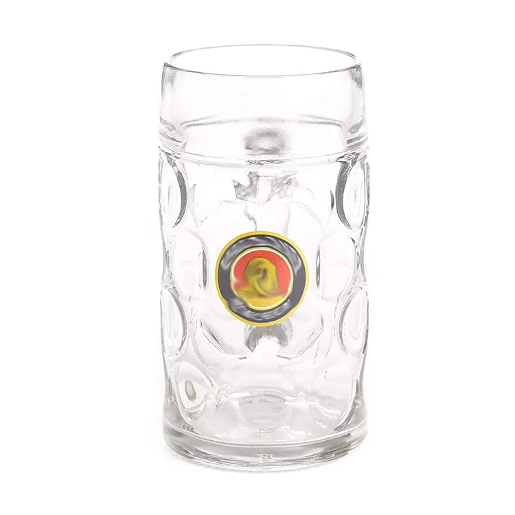 1L Custom dimpled German beer glass plastic tankard beer tank beer stein  with handle