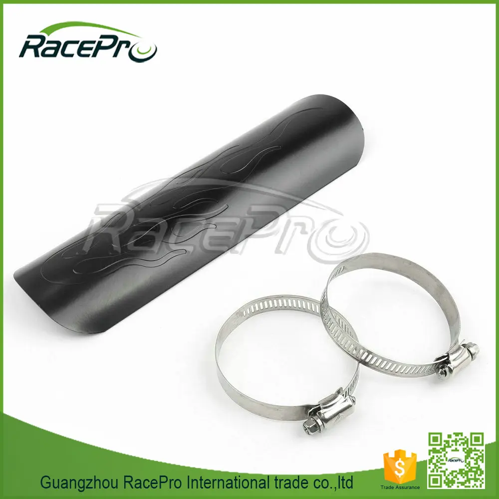 RACEPRO Flame Motorcycle Heel Guard Exhaust Muffler Pipe Heat Shield Cover for Harley Suzuki Yamaha Honda