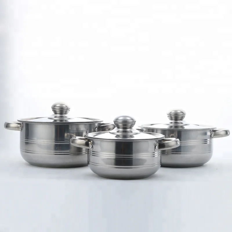 Good Quality Home Use and Commercial 3PCS Stainless Steel Soup Pot Set