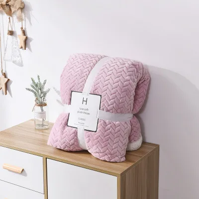 Двуспальная кровать, оптовая продажа, супер мягкое одеяло из плотного зимнего бархата, норки и шерпы