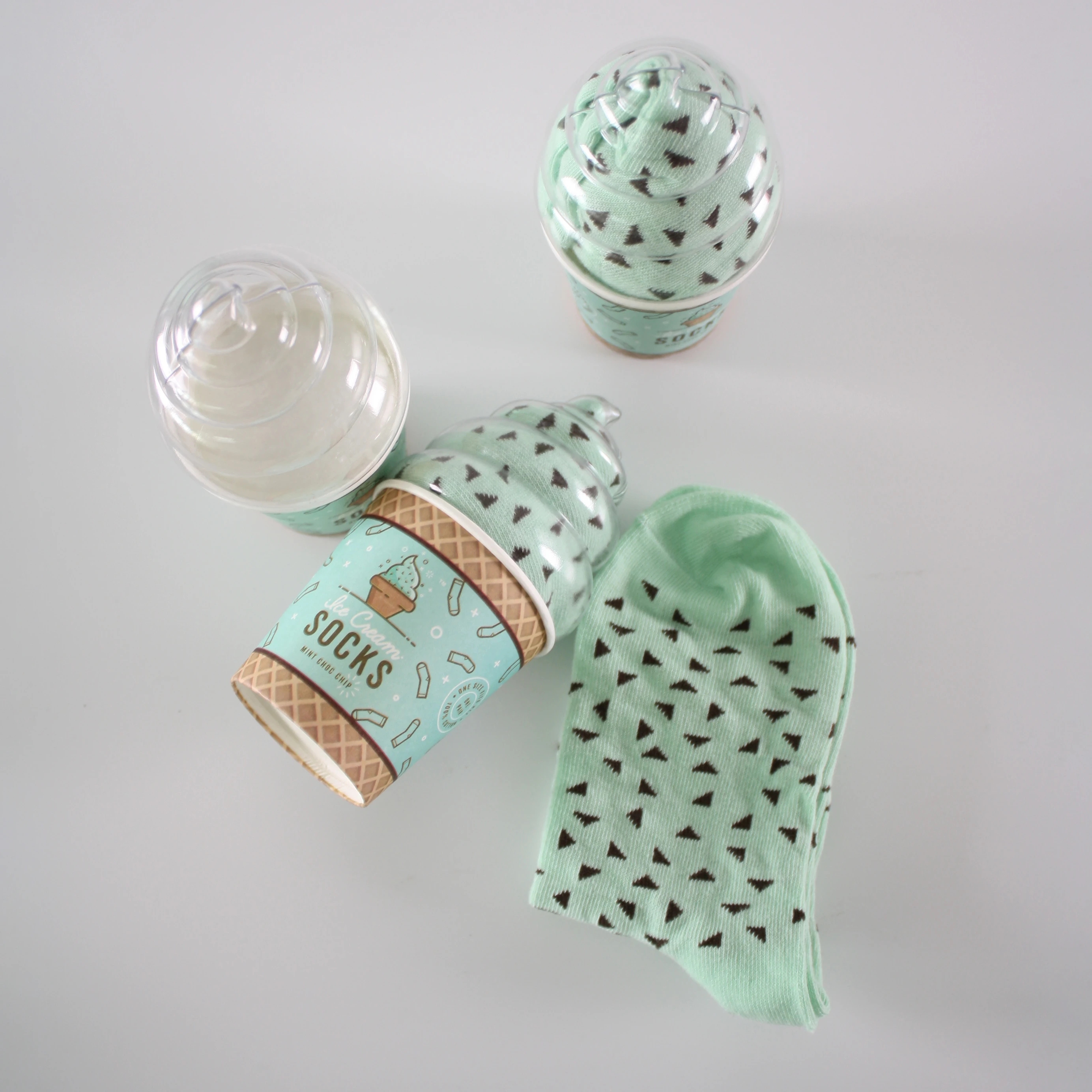 Квадратная прозрачная пластиковая бумажная чашка для мороженого с крышкой для мужских Носков