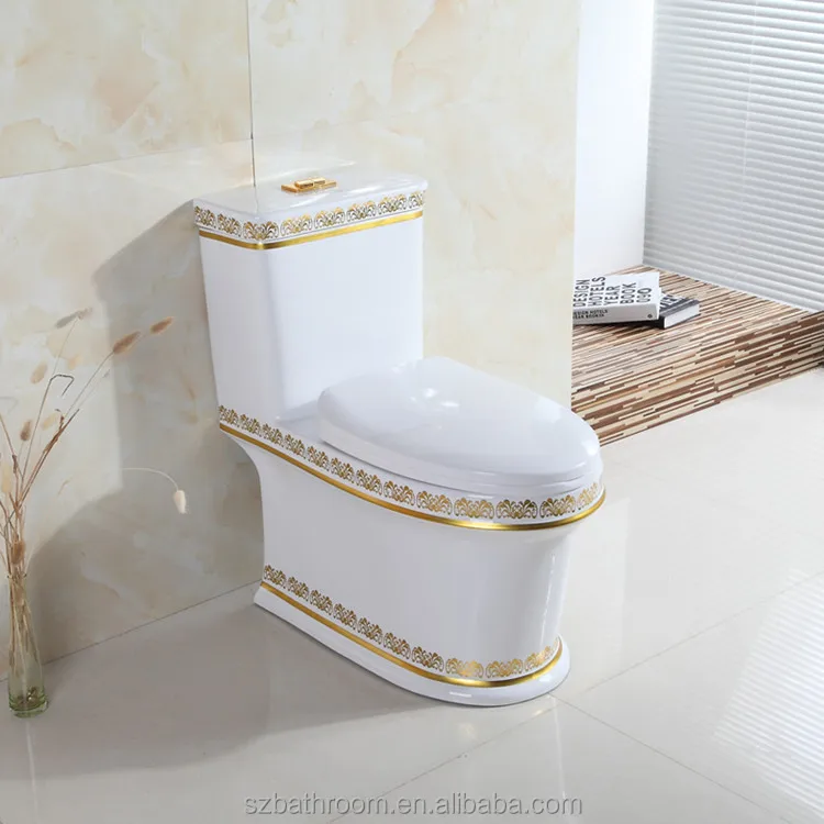 European Style Beautiful High Grade Luxury Gold Color Toilet Commode