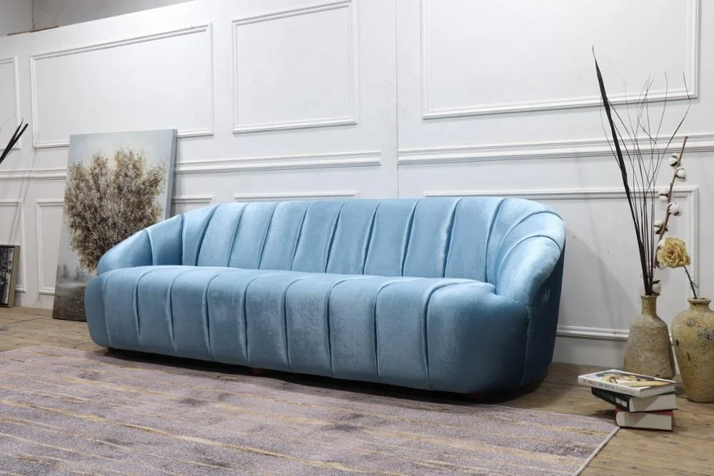 Modern living room three to four seater grand velvet fabric concise style sofa