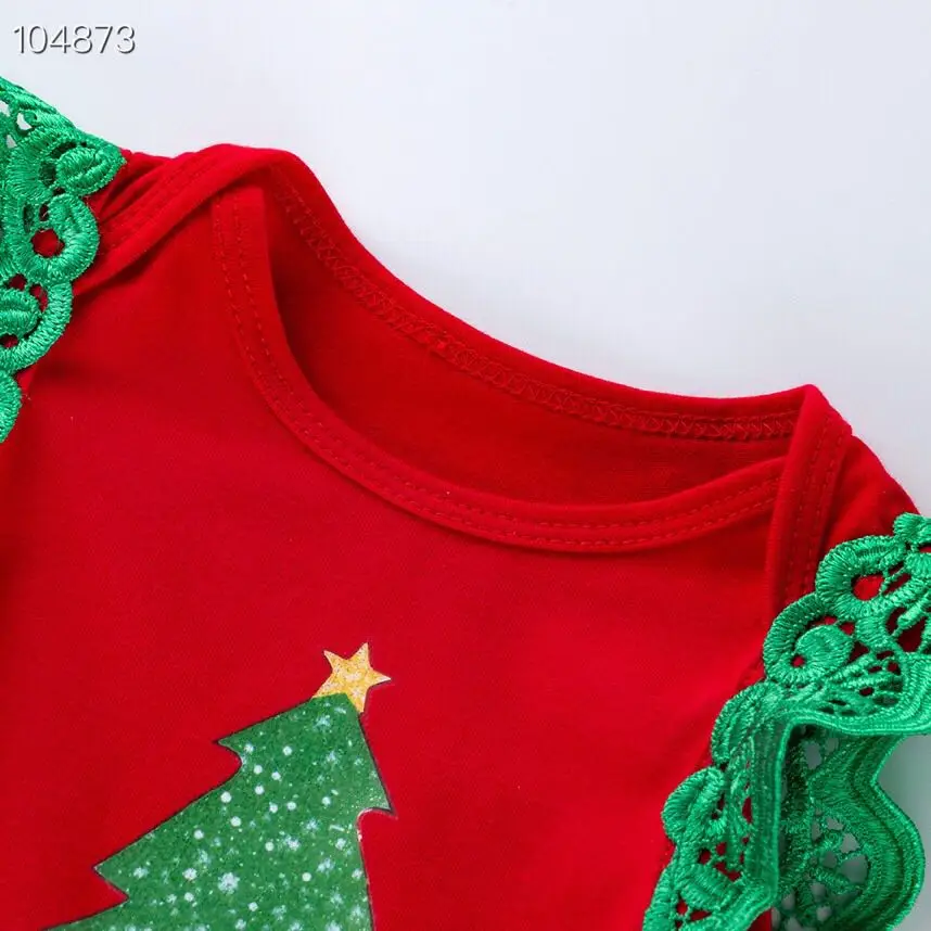 Christmas new 0-2 years old baby sleeveless wings print haber red and green bottoms skirt three-piece suit
