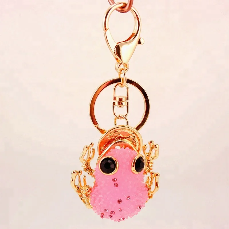 Creative Cute Resin Colorful Frog Keychain Lucky Golden Toad Metal Purse Bag Pendant Accessories Charm Key Chain Ring Holder