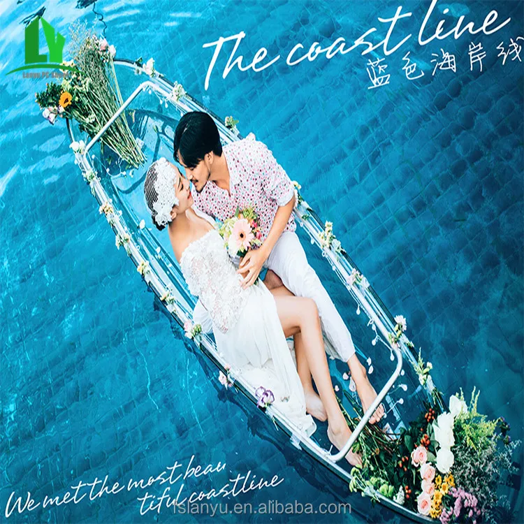 molded transparent glass bottom canoe kayak