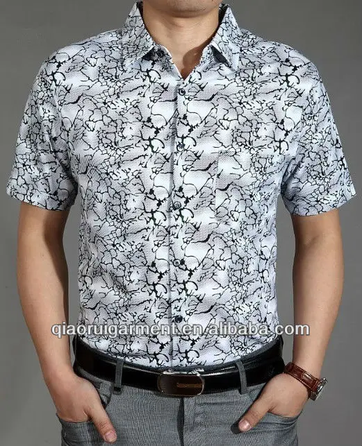 Hawaii style slim fit High quality 100%Cotton Hawaii printed mens short sleeve shirt