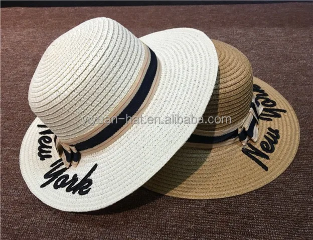 
Beautiful Letter Girls Flat Top Bowknot Children Straw Hat 