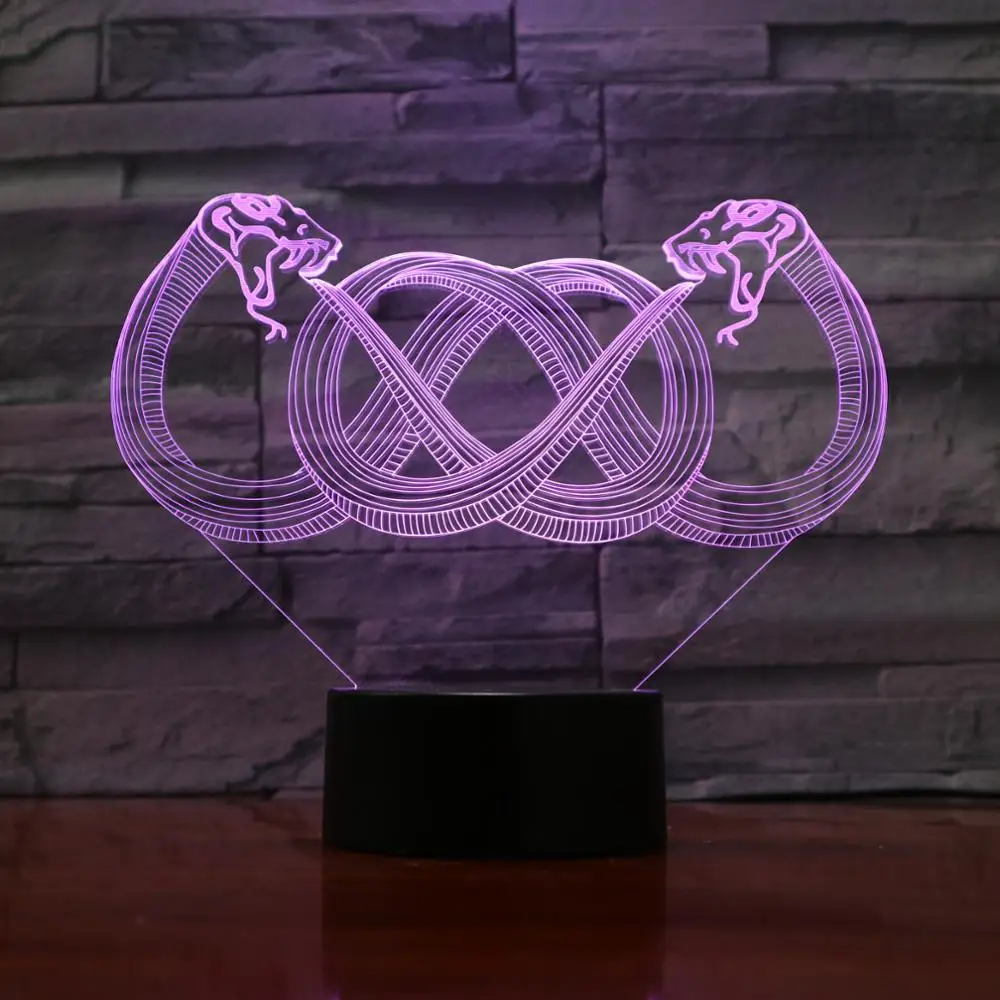 Snake shape decorative bedside lamp 3d visual home dressing night light