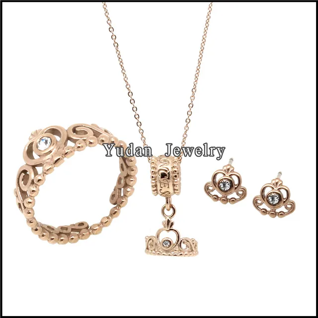 Yudan Jewelry Custom Stainless Steel Plated Rose Gold Crown Ring For Women