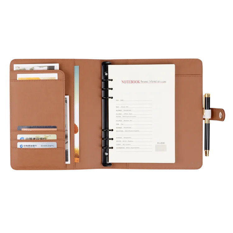 2018 коричневый блокнот размера a5 из искусственной кожи планировщик с 6 кольцами