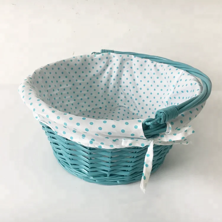 
Round colorful holiday gift basket Easter willow basket with moving handle 