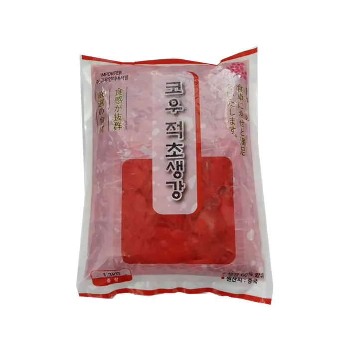 preserved sliced ginger pink red white