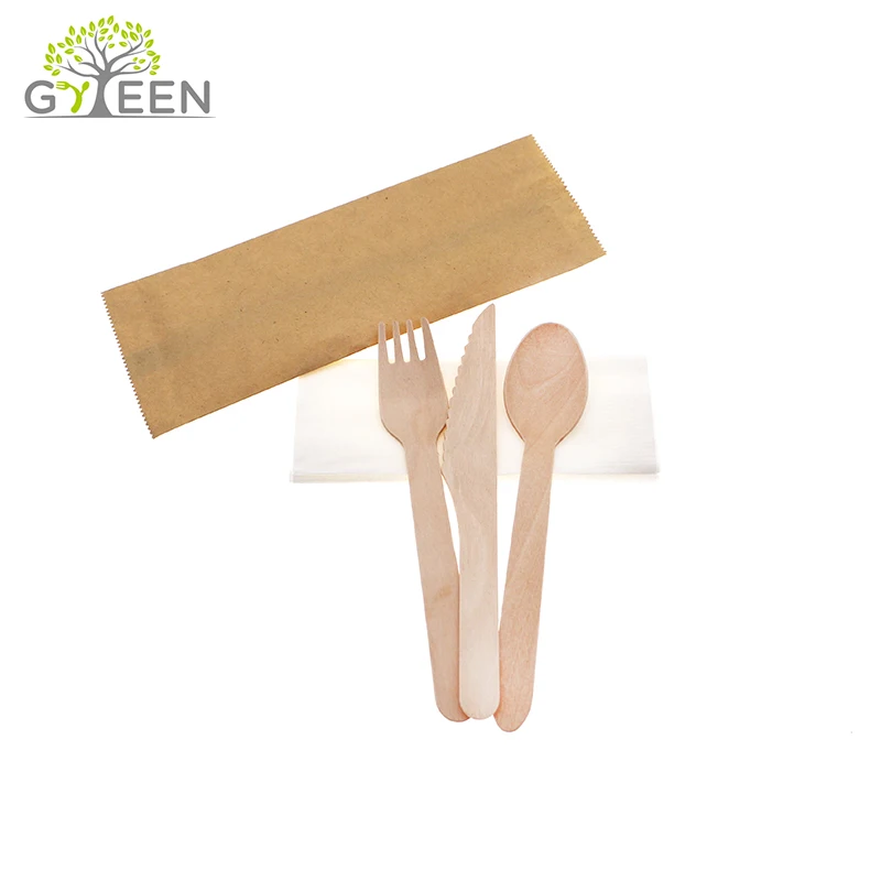 Birch Disposable Wooden Cutlery Spoons Fork Knife for Desserts Eco-friendly Wood